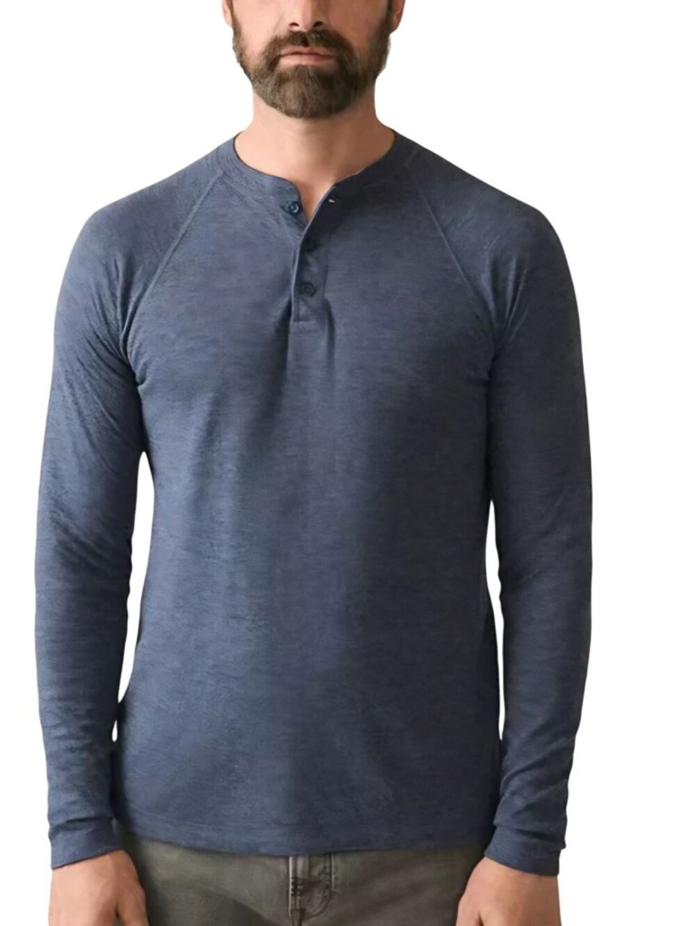 Faherty Cloud Long Sleeve Henley Baltic Bay Heather Cloud Cotton Size XL